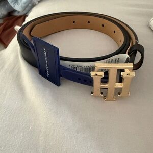 Tommy Hilfiger Black and Gold H Buckle Belt